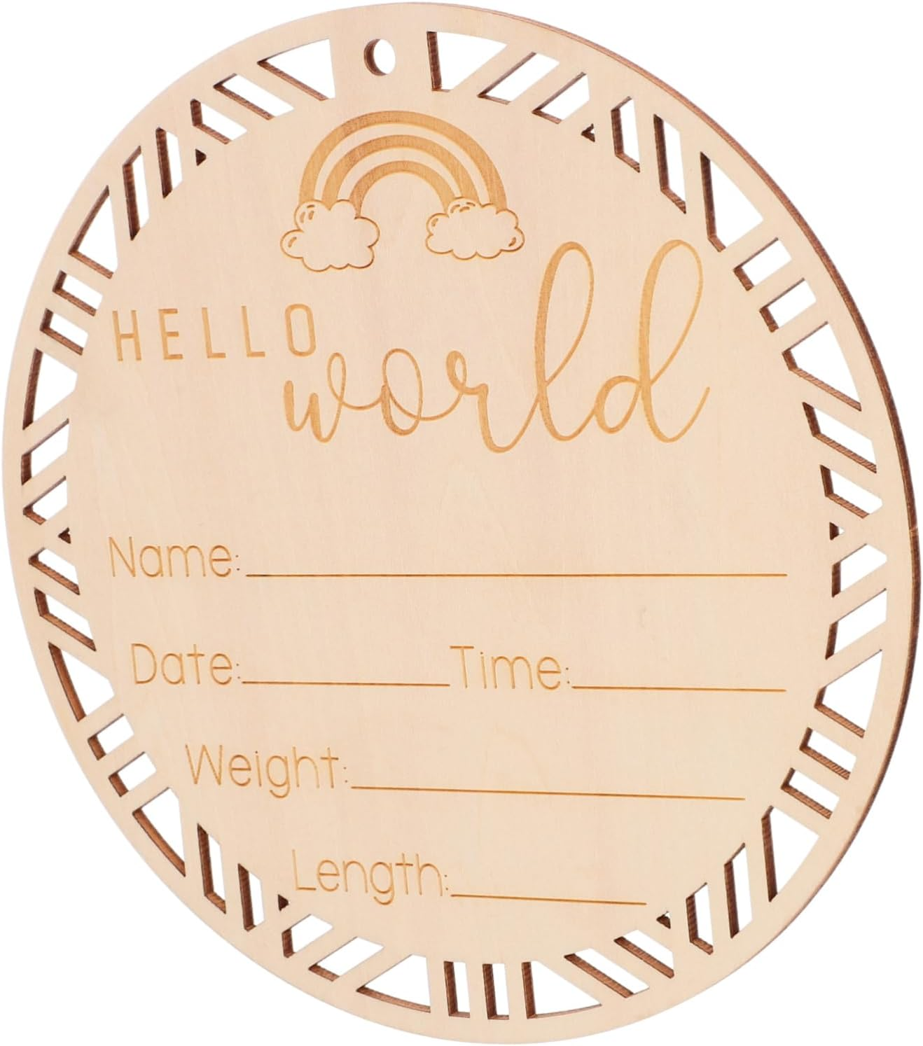 GALPADA Wooden round Birth Announcement Sign Natural Newborn Name Plaque Photo Decorative Milestone Board for Nursery and Party Use image number 3