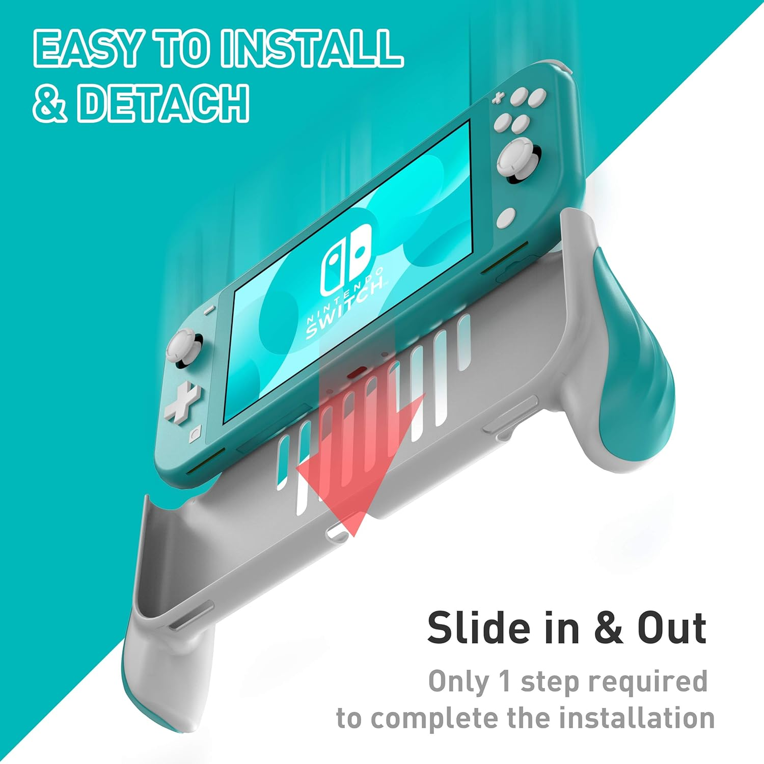 Grip for Nintendo Switch Lite, JUSPRO Ergonomic Comfort Handheld Protective Gaming Case Portable Cover Accessories Compatible with Nintendo Switch Lite image number 4