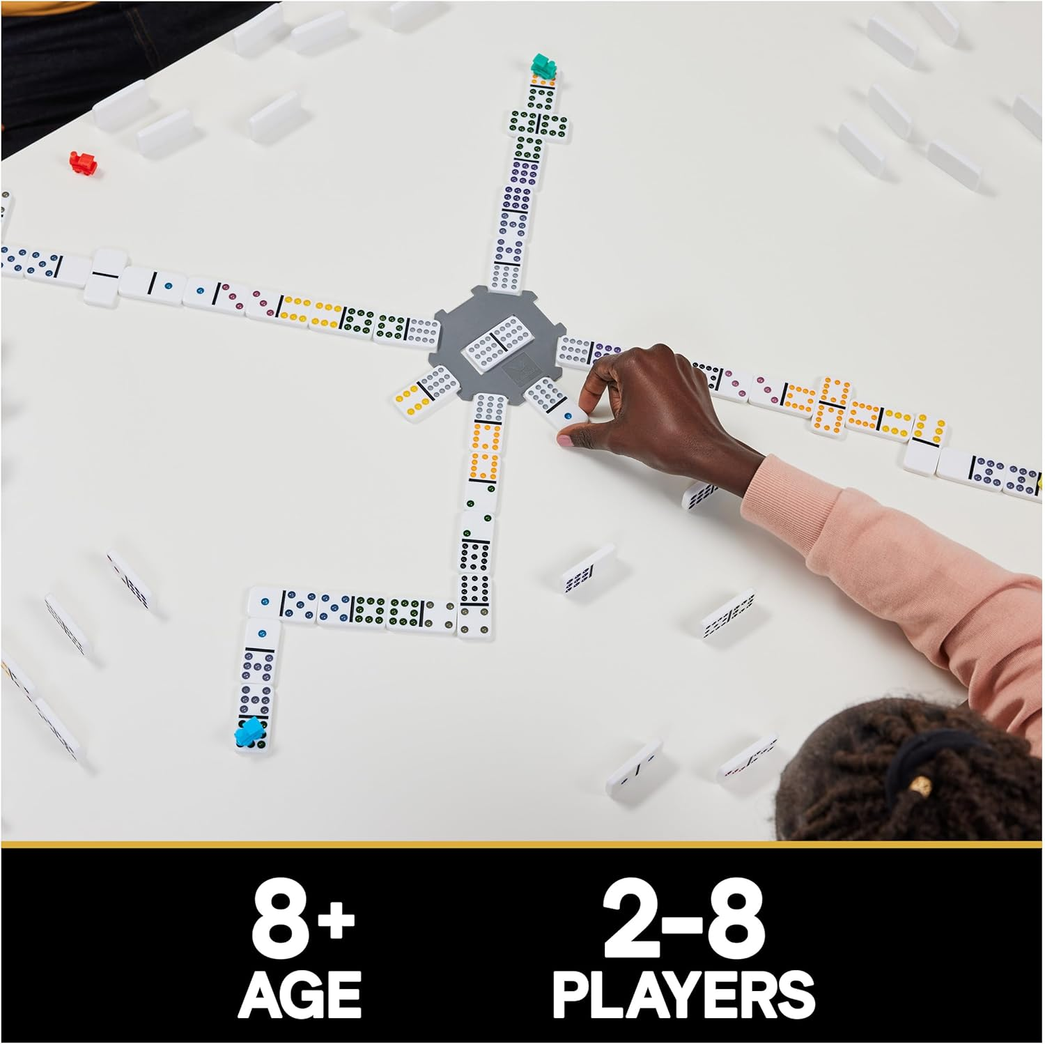 Spin Master Games, Cardinal Classics Mexican Train Dominoes Set Tile Board Game in Aluminum Carry Case for Family Game Night, for Ages 8 and Up image number 6