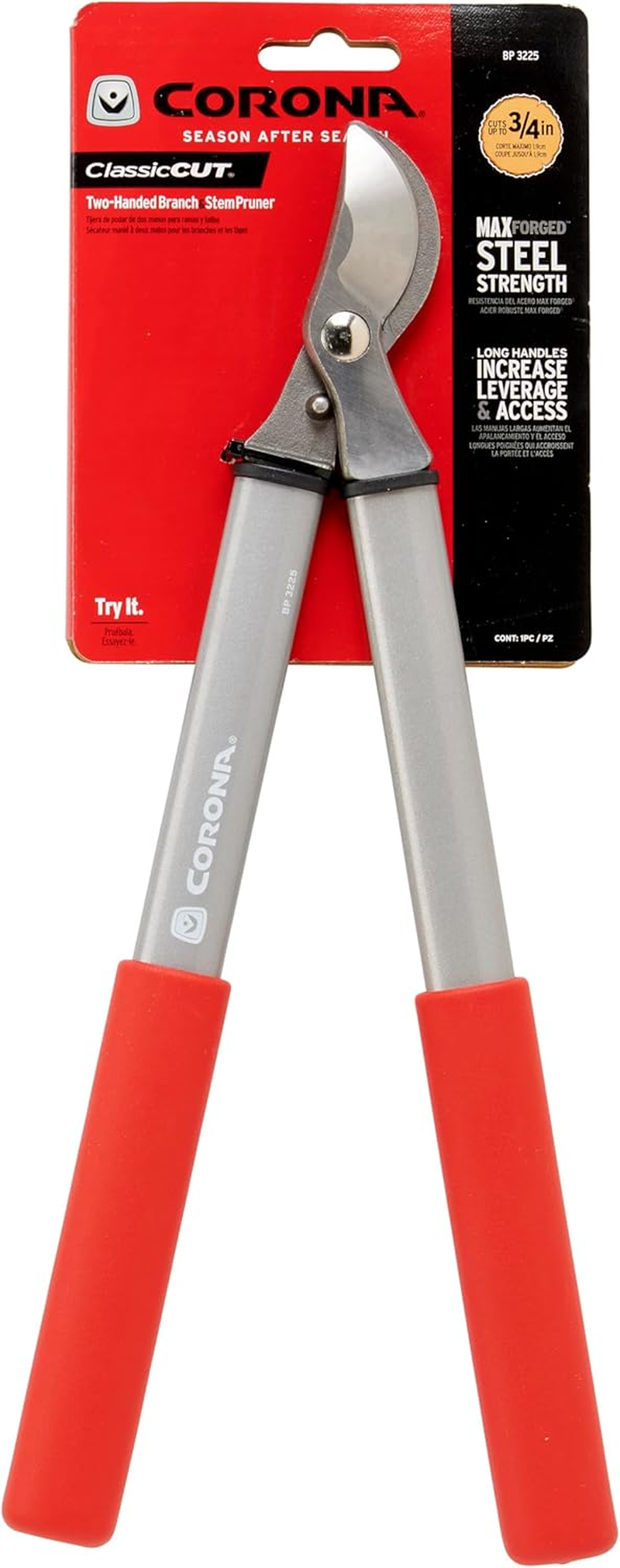 Corona Tools BP 3225D Forged Steel Classiccut Two-Handed Bypass Pruner-3/4 Inch Cut Capacity Stem and Branch Garden Shears, Red image number 2