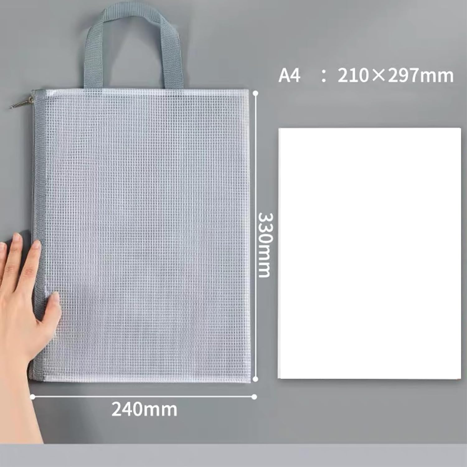 10PCS Mesh Zipper Pouches Bags, A4 Plastic Wallets Folders with Holder, File Document Folders Bags for School Office Travel Supplies, File Jackets & File Pockets, 5 Colors image number 1