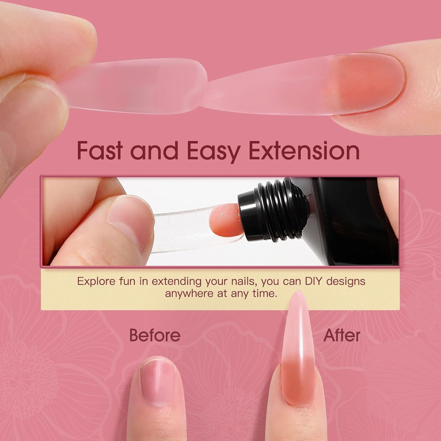 ROSALIND Nude Pink Christmas Poly Nail Gel, 2 Oz Extension Rose Pink Neutral Builder Pink Gel Quick Building, Gel Acrylic Poly in Tubes for Nail Extension image number 5