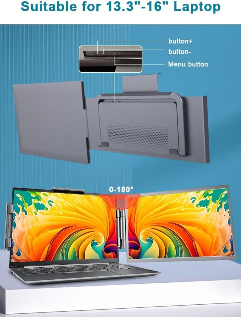 AILRINNI Laptop Screen Extender, 14" FHD 1080P IPS Portable Monitor for Laptops, Type-C/Hdmi/Usb-A Plug & Play Laptop Monitor Extender for 13&rdquo;-17&rdquo;, Compatible with Windows, Mac, Chrome image number 5