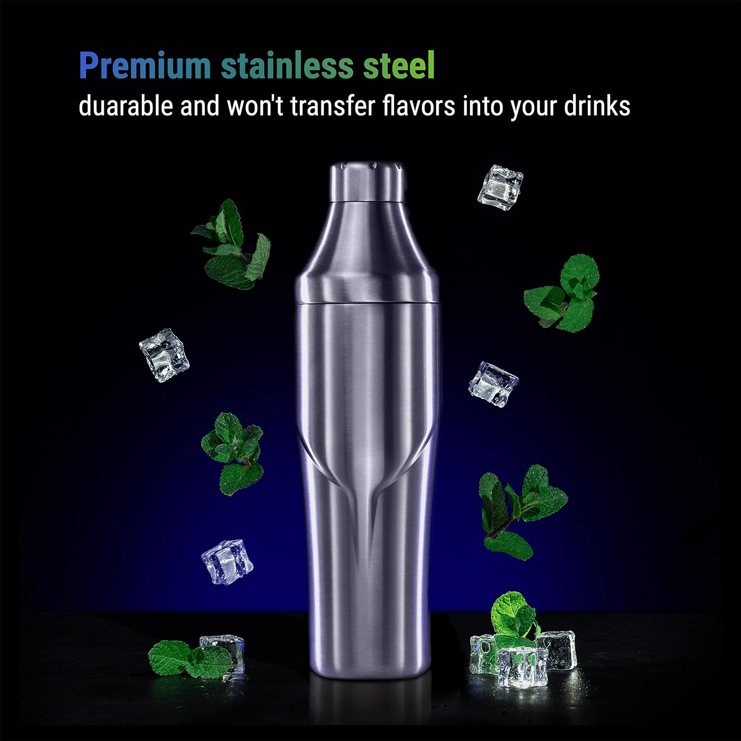 Lexenic 24Oz Vacuum Insulated Hybrid Cocktail Shaker - Premium 18/8 Stainless Steel - Martini Shaker Set - Drink Shaker with Strainer- Cocktail Shaker Set for Home Bar,Travel,Gift