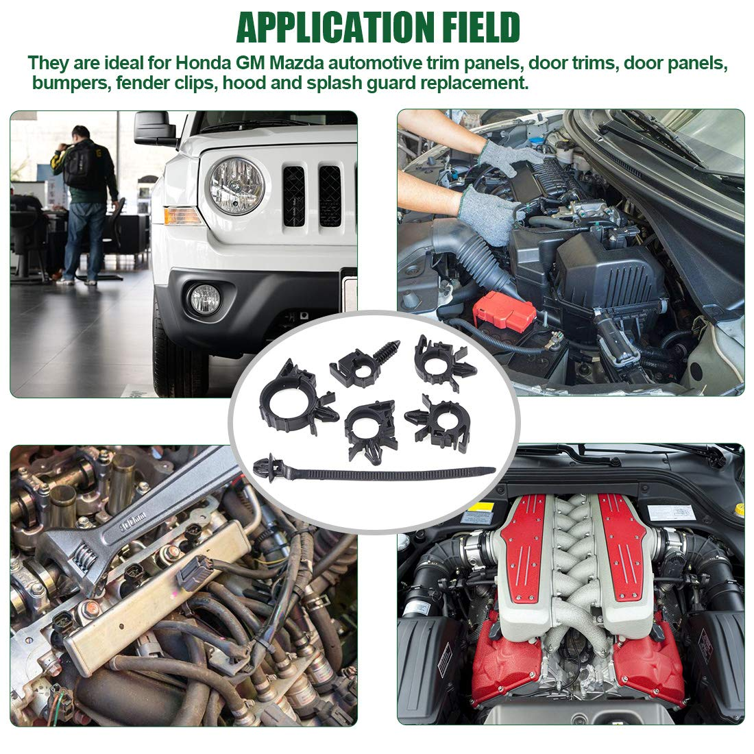 Keadic 56Pcs Car Wire Loom Routing Clips Assortment 6 Different Sizes Universal Wiring Harness Routing Clip Replacement Parts for Car image number 1