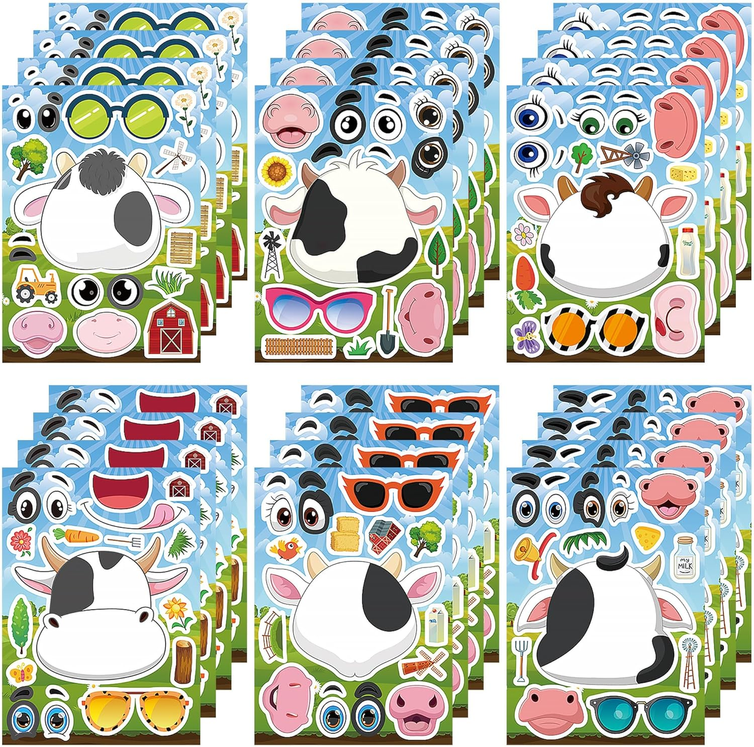 24 Sheets Dog Make a Face Stickers, Cute Animal Party Games Decal Mix and Match Sticker, Make Your Own Dog Stickers DIY Crafts for Birthday Activities Party Supplies Classroom Rewards Gifts image number 6