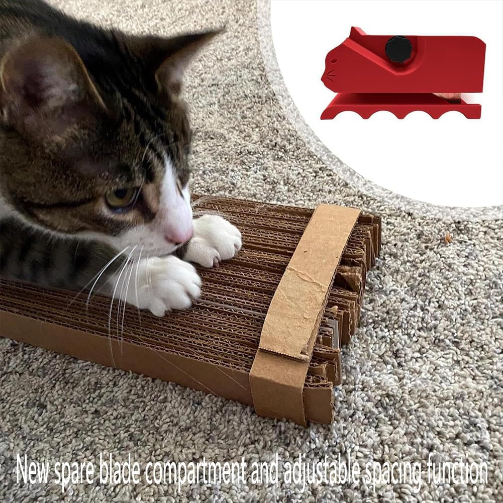 New Upgrades Cardboard Strip Cutter for Cat Scratcher, 3D Printed Creative Cat Scratchers Board Cutter Tool, with Blade Compartment and Adjustable Spacing (K) image number 1