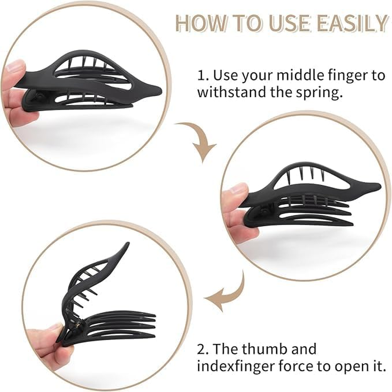 French Concord Lay Flat Claw Clips, 8Pcs French Concord Curved Flat Hair Clip,French Concord Flat Hair Clip Curved Hair Clip,French Concord Lay Flat Claw Clip,French Concord Claw Clip for Women,Set A - Set A image number 2