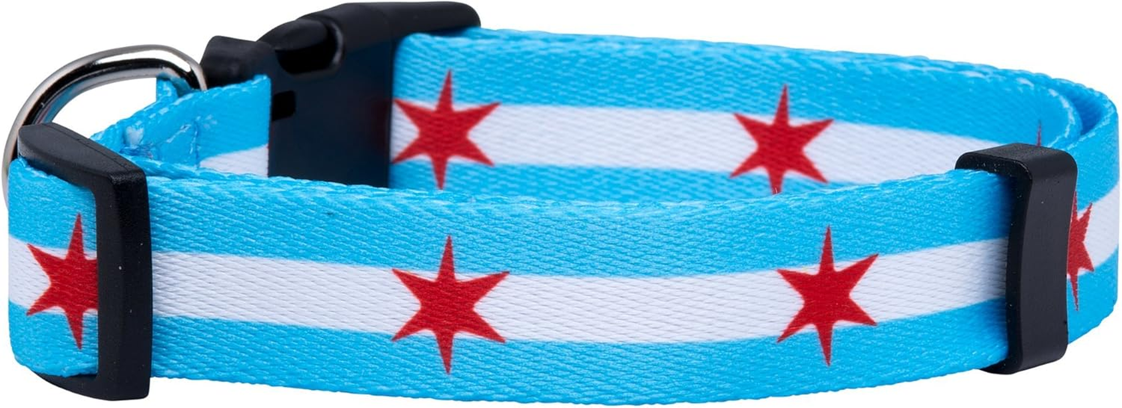Native Pup Chicago Flag Dog Collar (Medium, Big Stars) image number 3