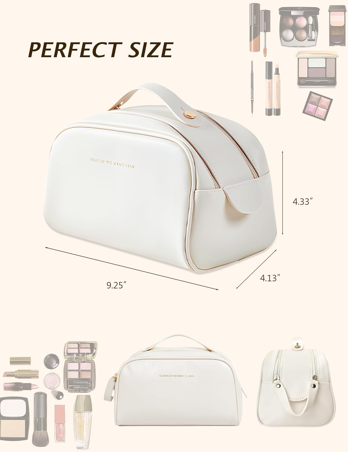 Makeup Bag Travel Toiletry Bag,Large Capacity Cosmetic Bags for Women with Handle and Divider,Large Wide-Open Pouch Waterproof Toiletry Bag for Toiletries Accessories Brushes (D-Pink) - A-Green image number 5