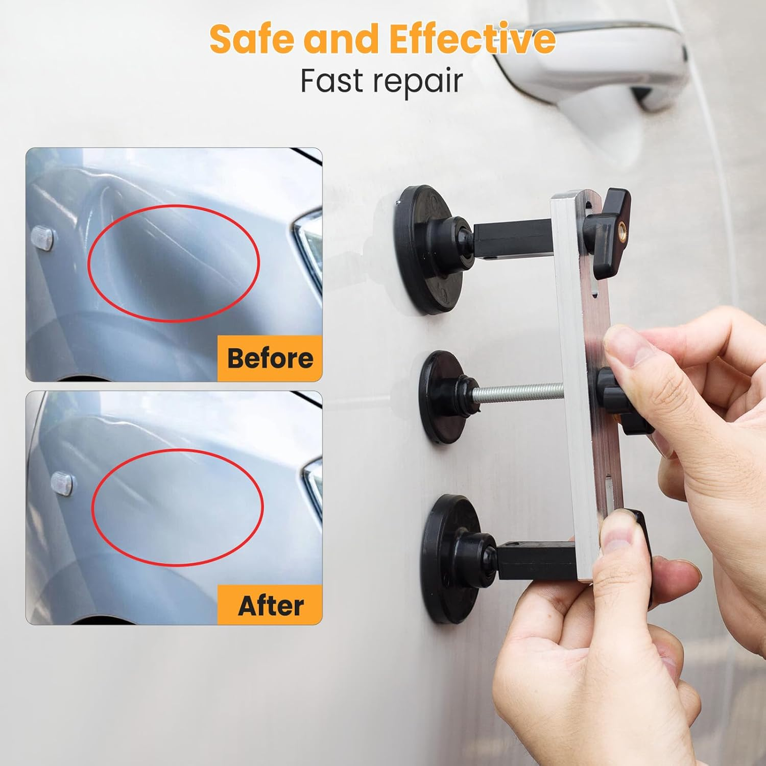 Sigoobal Car Dent Puller Kit, 135Pcs Paintless Dent Removal Kit, Car Dent Repair Kit with Golden Lifter, Bridge Puller, Slide Hammer 2 in 1 T-Bar, Dent Puller for Car Refrigerator Door Ding Repair image number 4