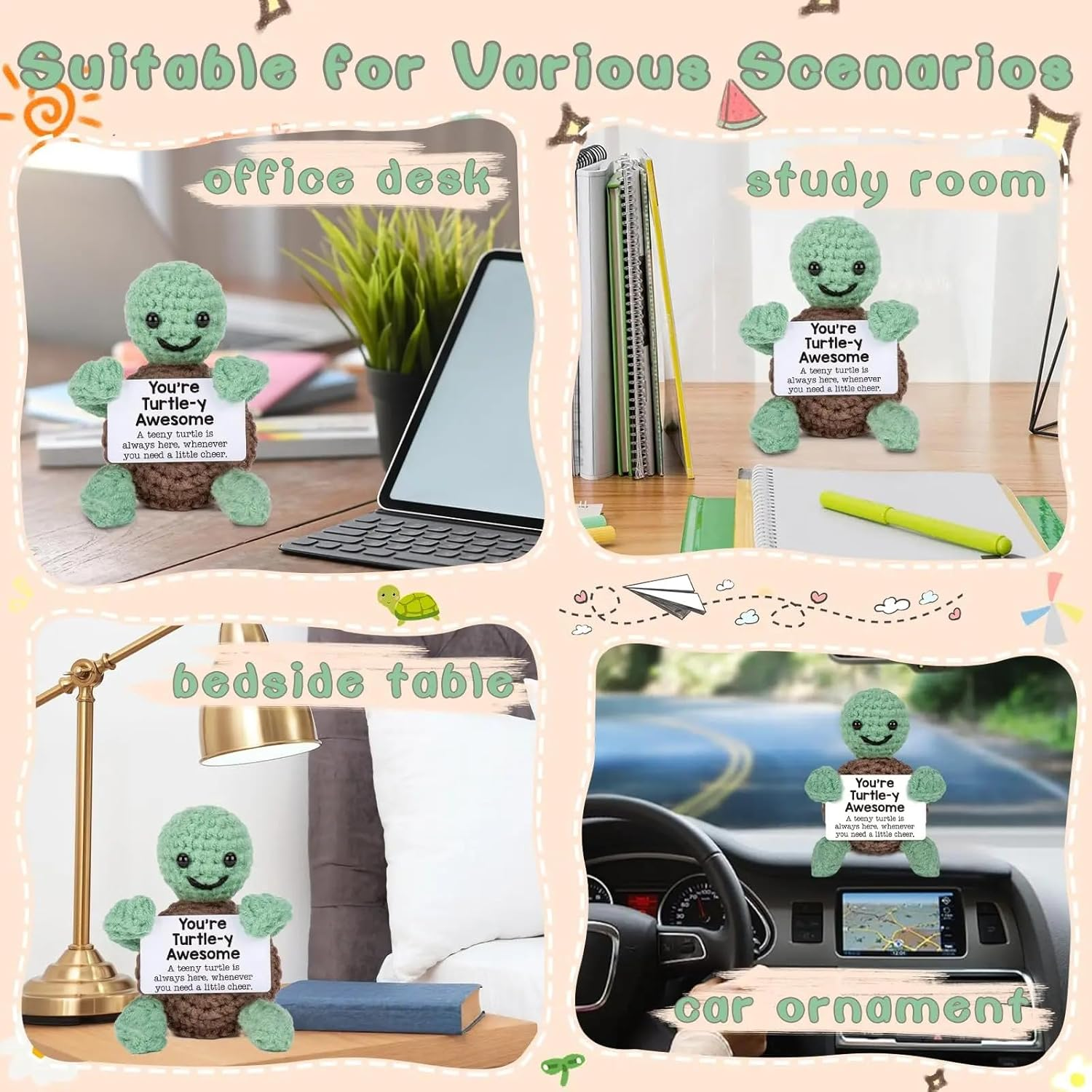 SACHPER Positive Crochet Animals & Emotional Support (Turtle-Y Awesome Friend)