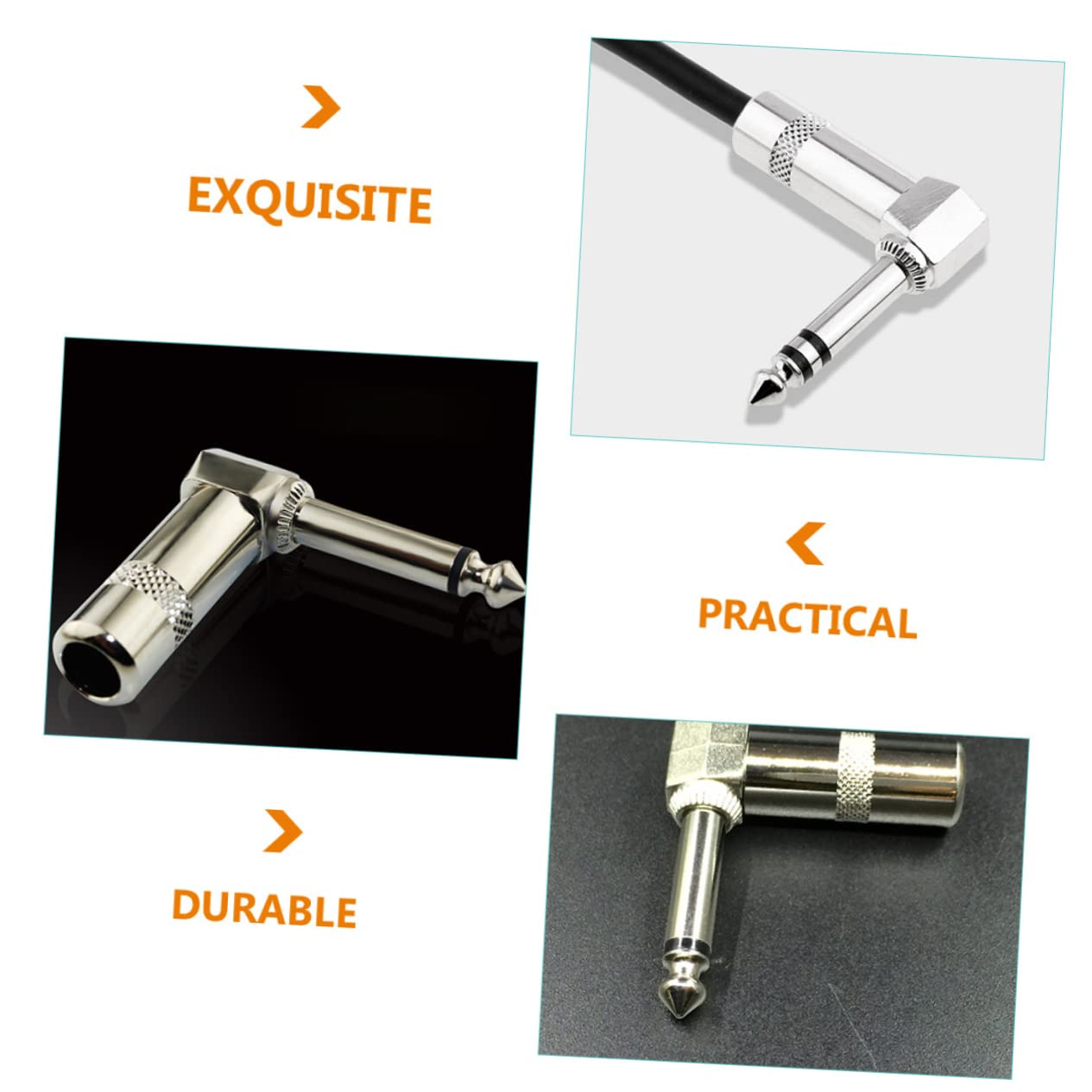 Abaodam 4Pcs Right Angle Mono Connector for Guitar and Audio Equipment for Custom Cable Lengths Minimal Signal Loss for Live Sound and Recording image number 1