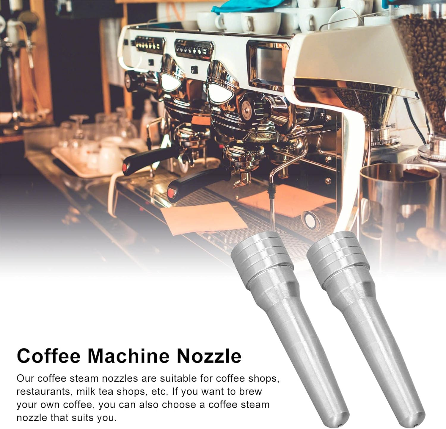 2Pcs Reusable Durable Coffee Machine Spout Espresso Coffee Machine Replacement Milk Foam Steam Nozzle, Stainless Steel Milk Foam Steam Nozzle for Home Kitchen Cafe Milk Tea Shop image number 4