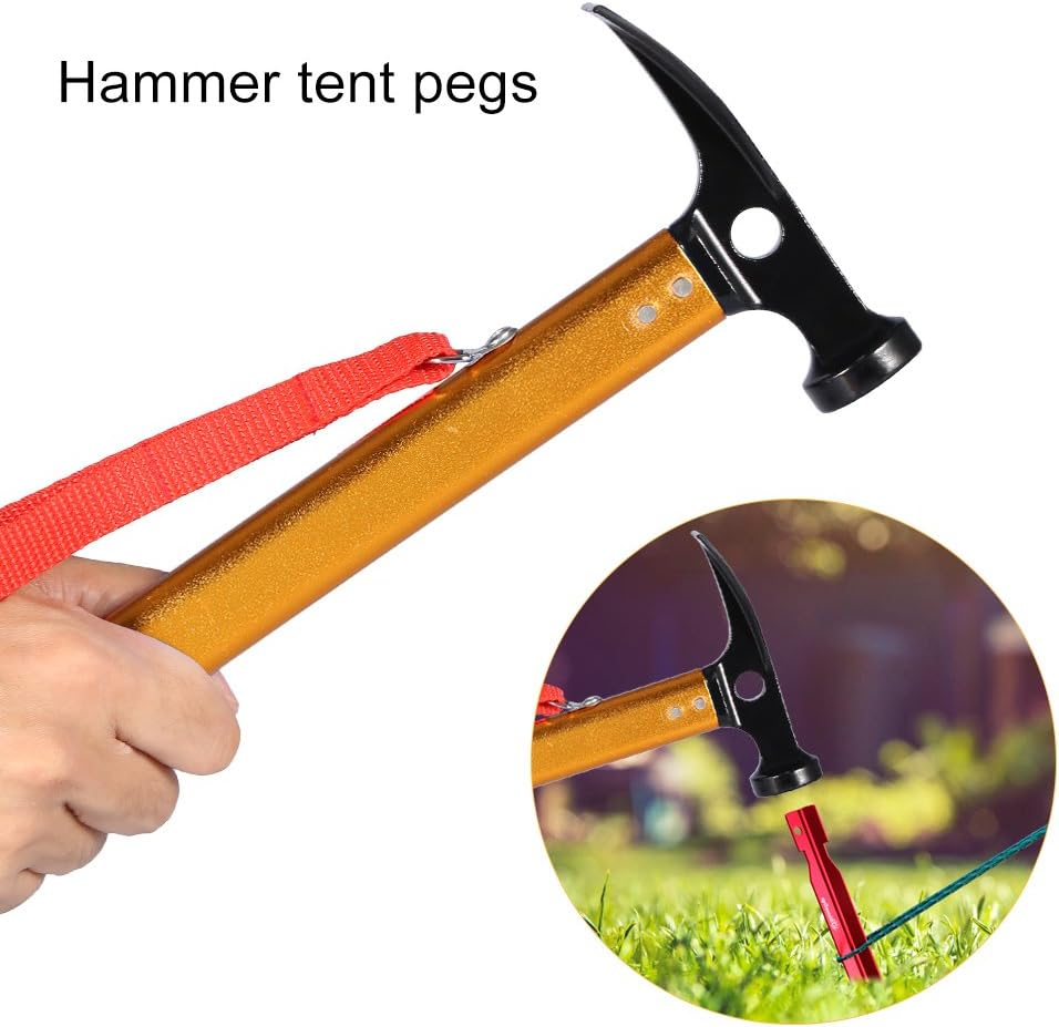 Outdoor Camping Tent Peg Stake Hammer Nail Puller Extractor Multifunctional Tool with Aluminum Handle (Color : Gold) image number 6