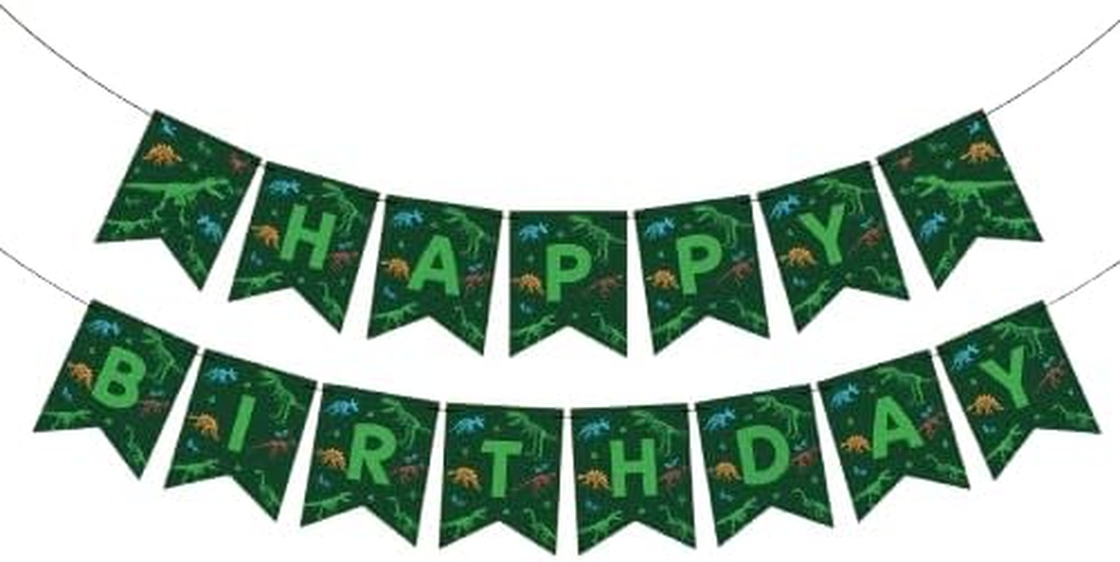 Dinosaur Theme Happy Birthday Banner, Green Camouflage Party Decoration image number 4