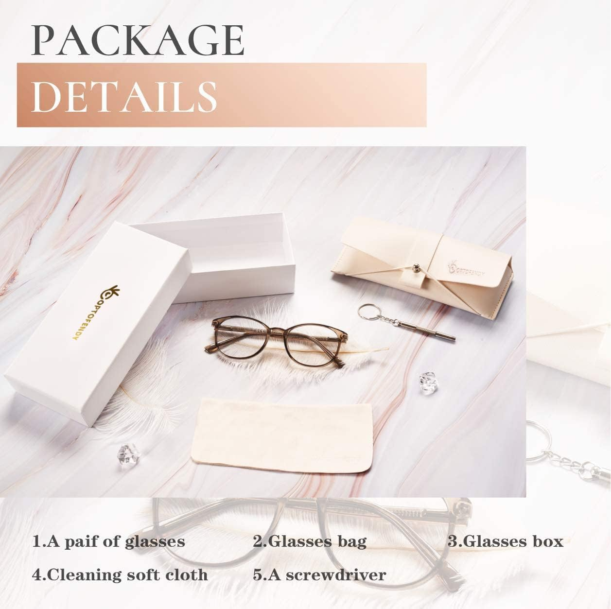 OPTOFENDY Blue Light Blocking Glasses Women, TR90 round Gradient Computer Eyeglasses, anti Eyestrain Eyewear - Clear image number 4