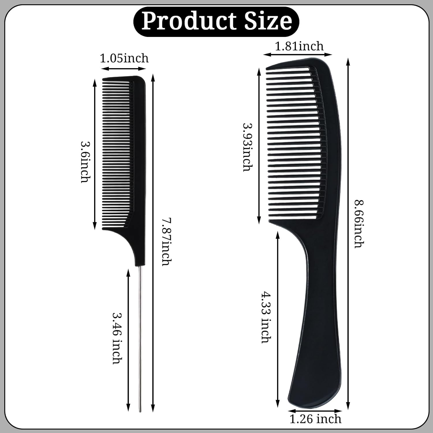 4 Pcs Hair Comb Set for Teasing and Parting, Styling Comb Professional Fine Tooth Hair Combs for Women and Man image number 1