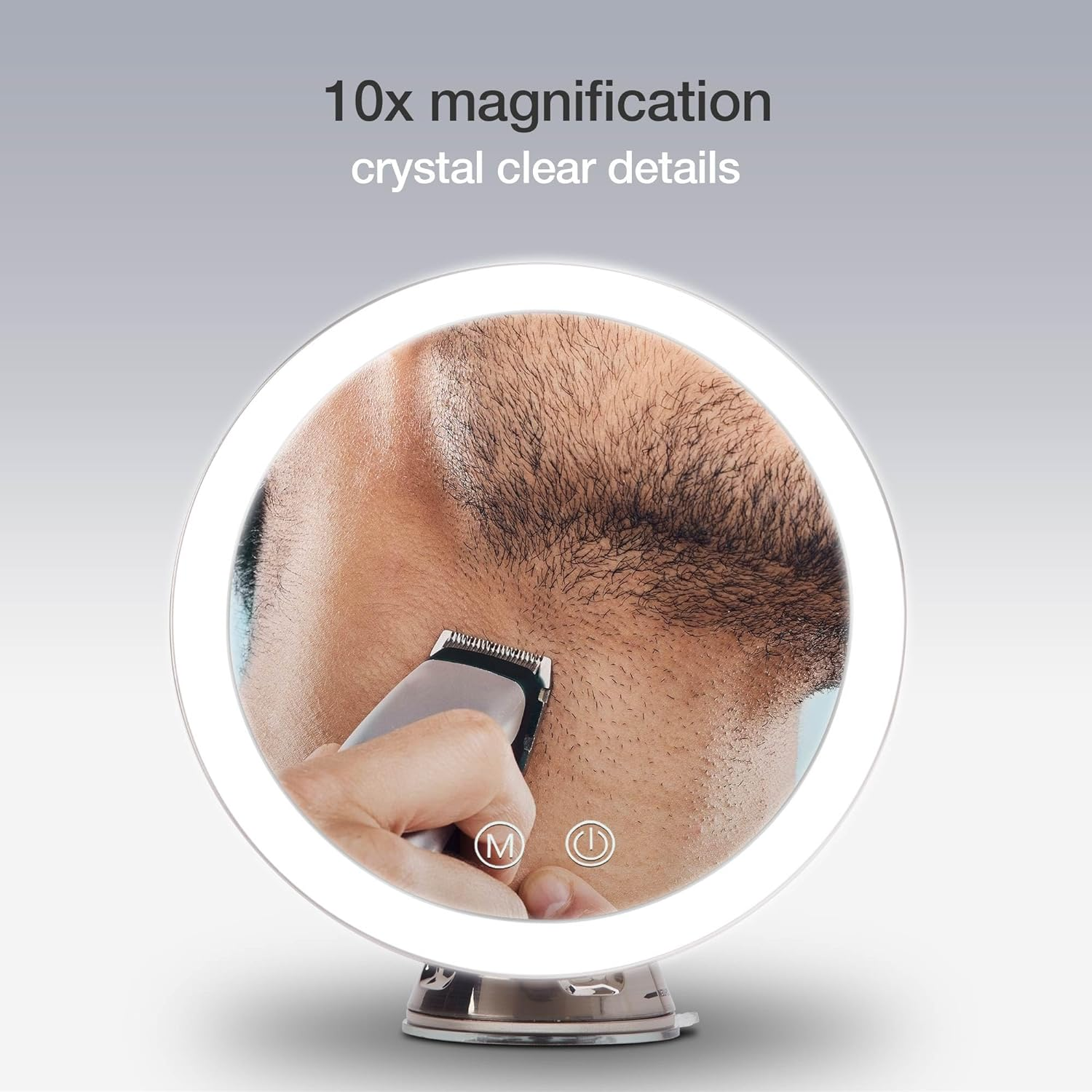 Fancii LED Lighted 10X Magnifying Makeup Mirror, Rechargeable - 3 Dimmable Tri-Color Light Settings, Suction Mount, 20 Cm Wide, Rose Gold Metallic - Lana (Chrome) image number 6