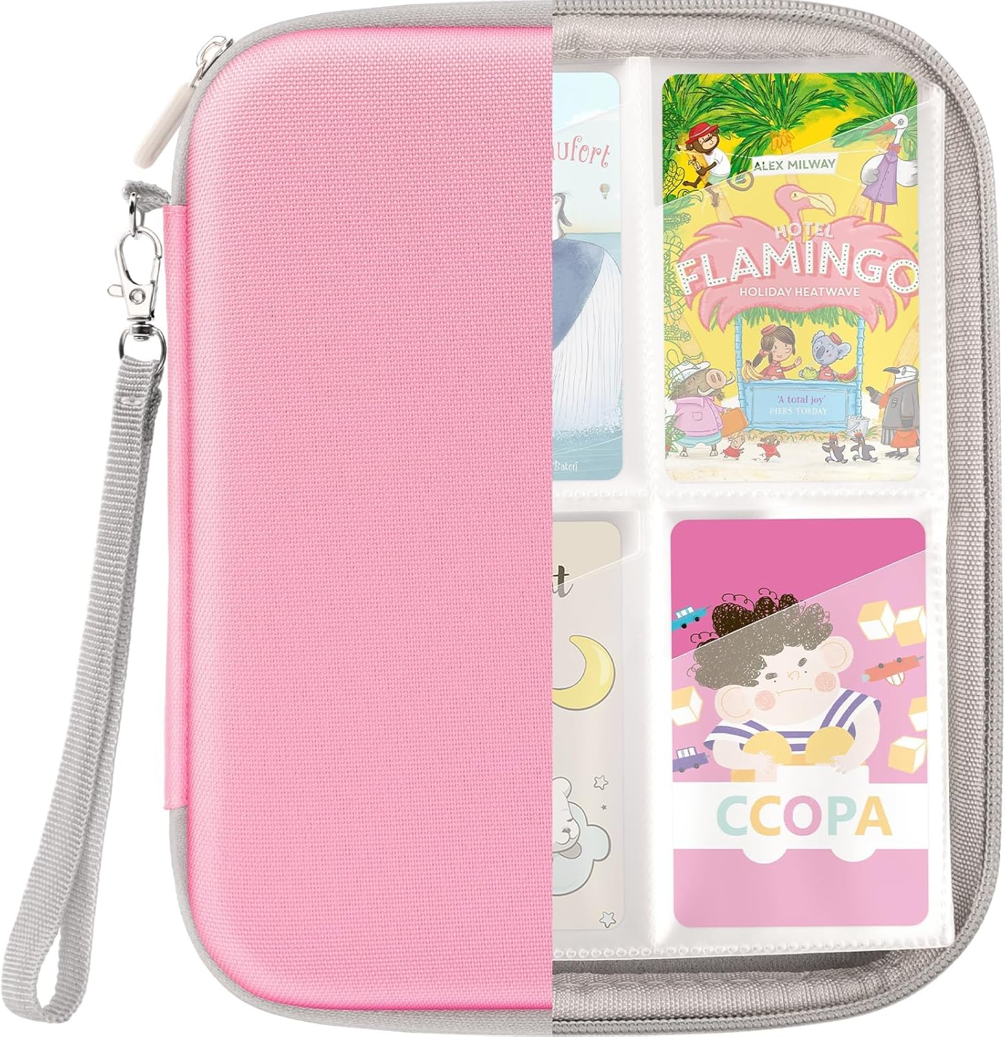 Card Holder Compatible with Yoto Player Cards,Card Binder Holder with Sleeves for Travel，80 Pockets Soft Portable Kids Card Case Zipper Fit for Player & Mini Audiobook Cards Pink image number 1