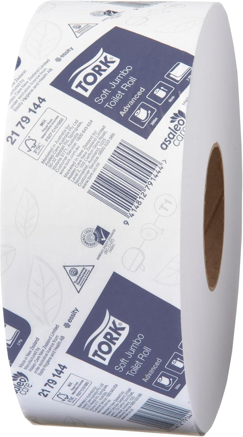 Tork Soft Jumbo Toilet Roll White T1, Advanced, 2-Ply, 6 Rolls X 300 Metres, 2179144 image number 2