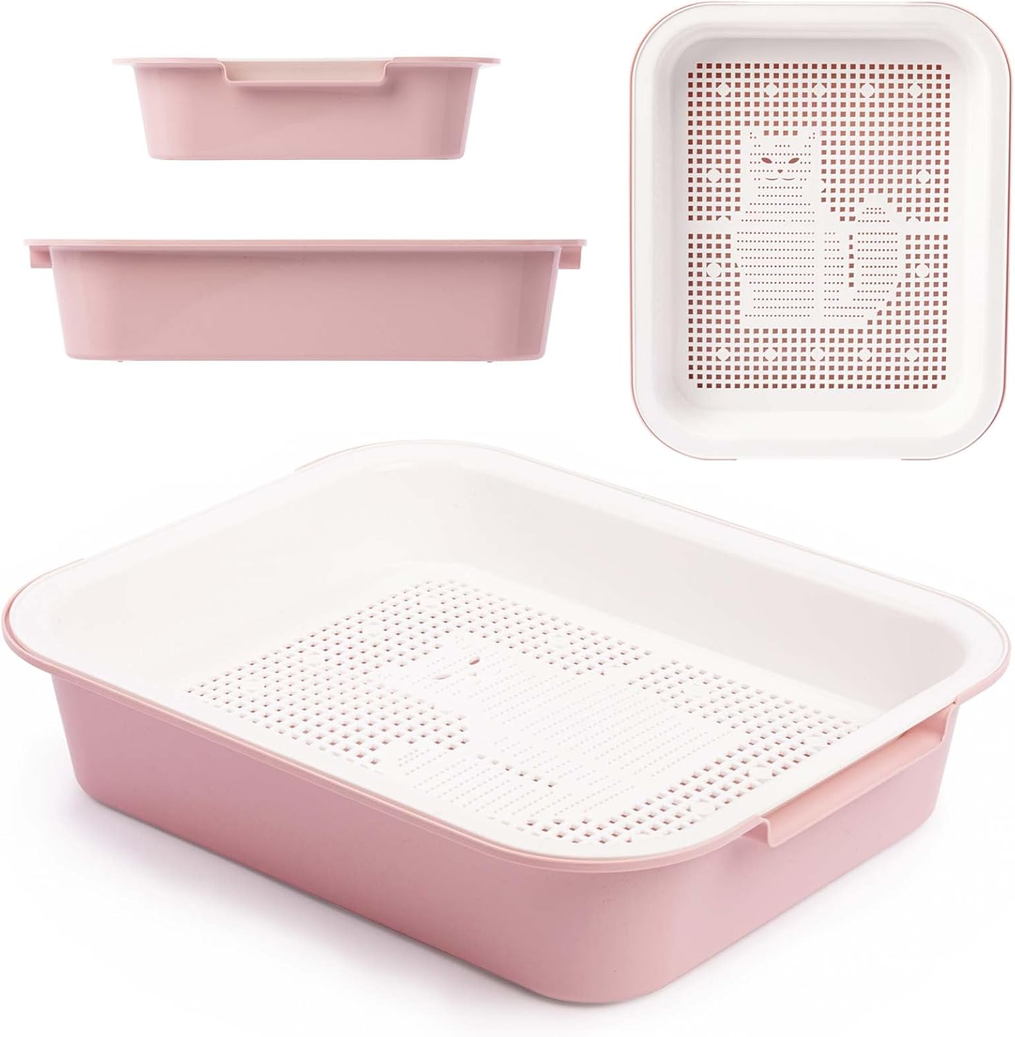 Cat Litter Tray Kitten Toilet Cleaning Strainer Pink Cat Litter Tray image number 3