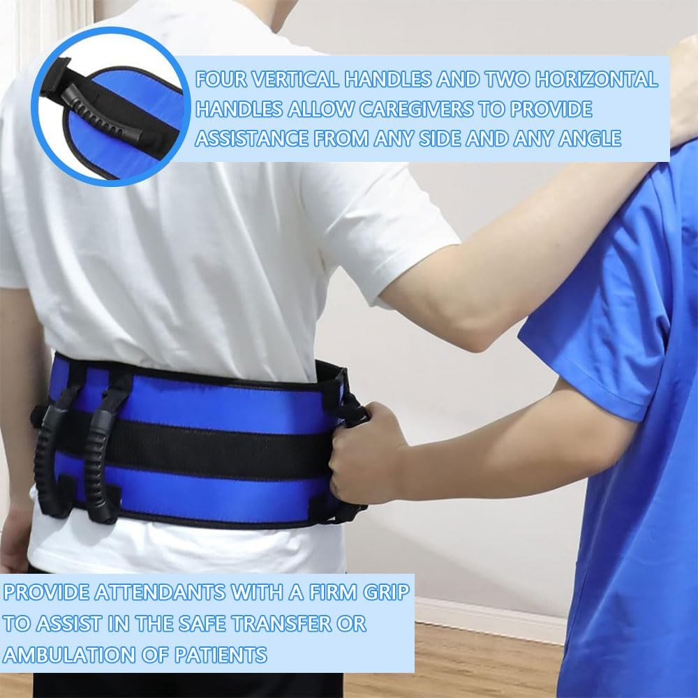 Gait Belt for Seniors with 6 Handles &ndash; Medical Transfer Belt with Quick Release Buckle, Non-Slip Safety Lift Belt for Elderly, Disabled, Bariatric, Physical Therapy, Patient Assist image number 2