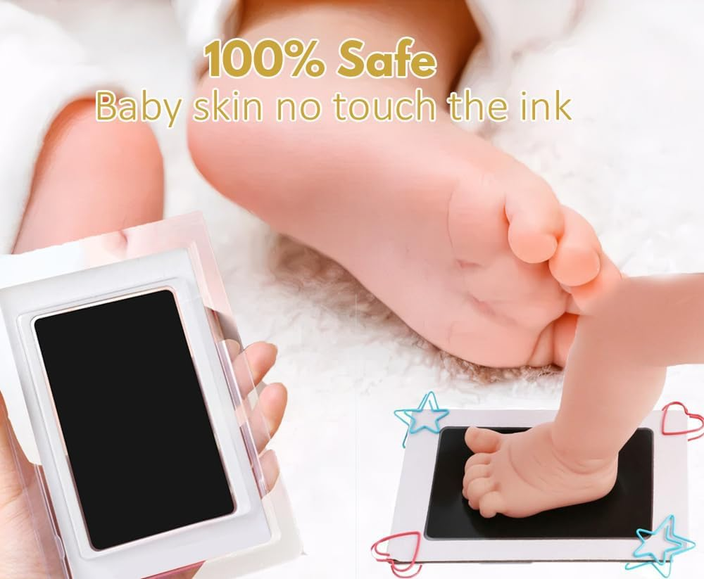 Inkless Baby Print with 4 Ink Pads and 8 Imprint Cards,Baby Hand and Footprint Kit, H HOME-MART Premium No-Mess Ink Free Print Pads Baby Footprint Kit for Baby Dog Paw Print Kit,Dog Nose Print Kit,Safe and Non-Toxic Ink image number 2