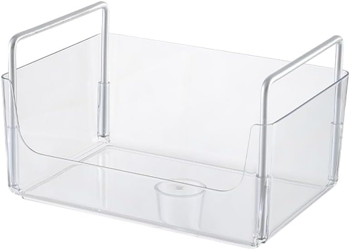 NYGHMY 1 Pcs Clear Plastic Organizer Tray with Handles, Makeup Organizer for Store Cosmetics and Skincare, Stackable Bathroom Countertop Organizer for Vanity, Kitchen Cabinet Storage Items image number 3