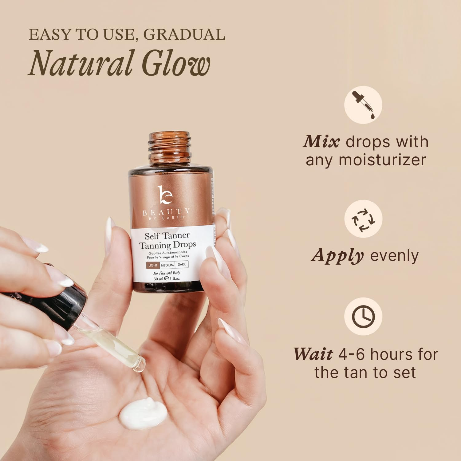 Self Tanner Drops for Face and Body - Sunless Tanning Lotion for Natural-Looking Tan image number 4