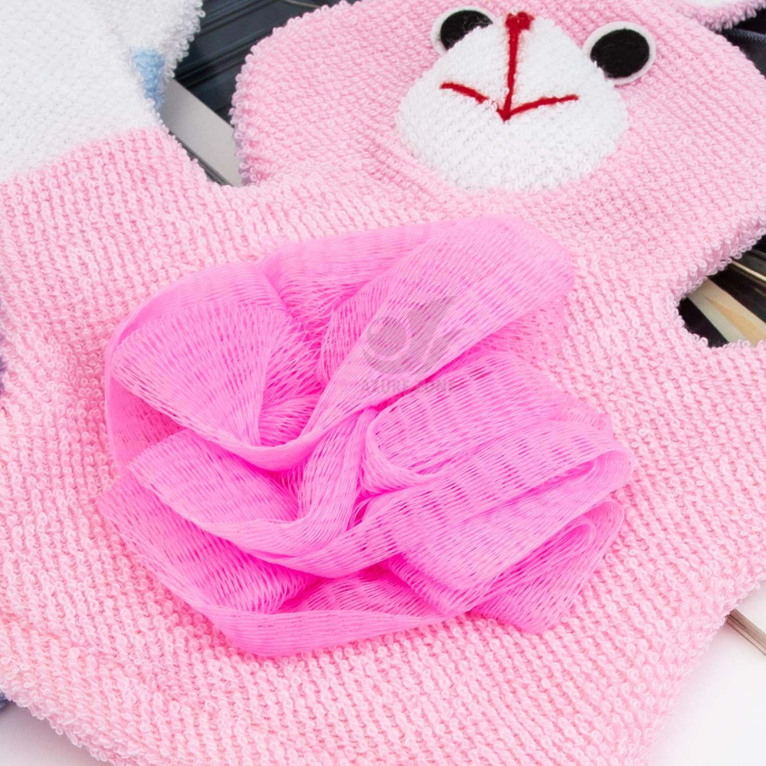 Azure Zone, 4 Pack Cartoon Hand Puppet Bath Wash Mitt Towel with Animal Designs for Bath and Shower image number 2