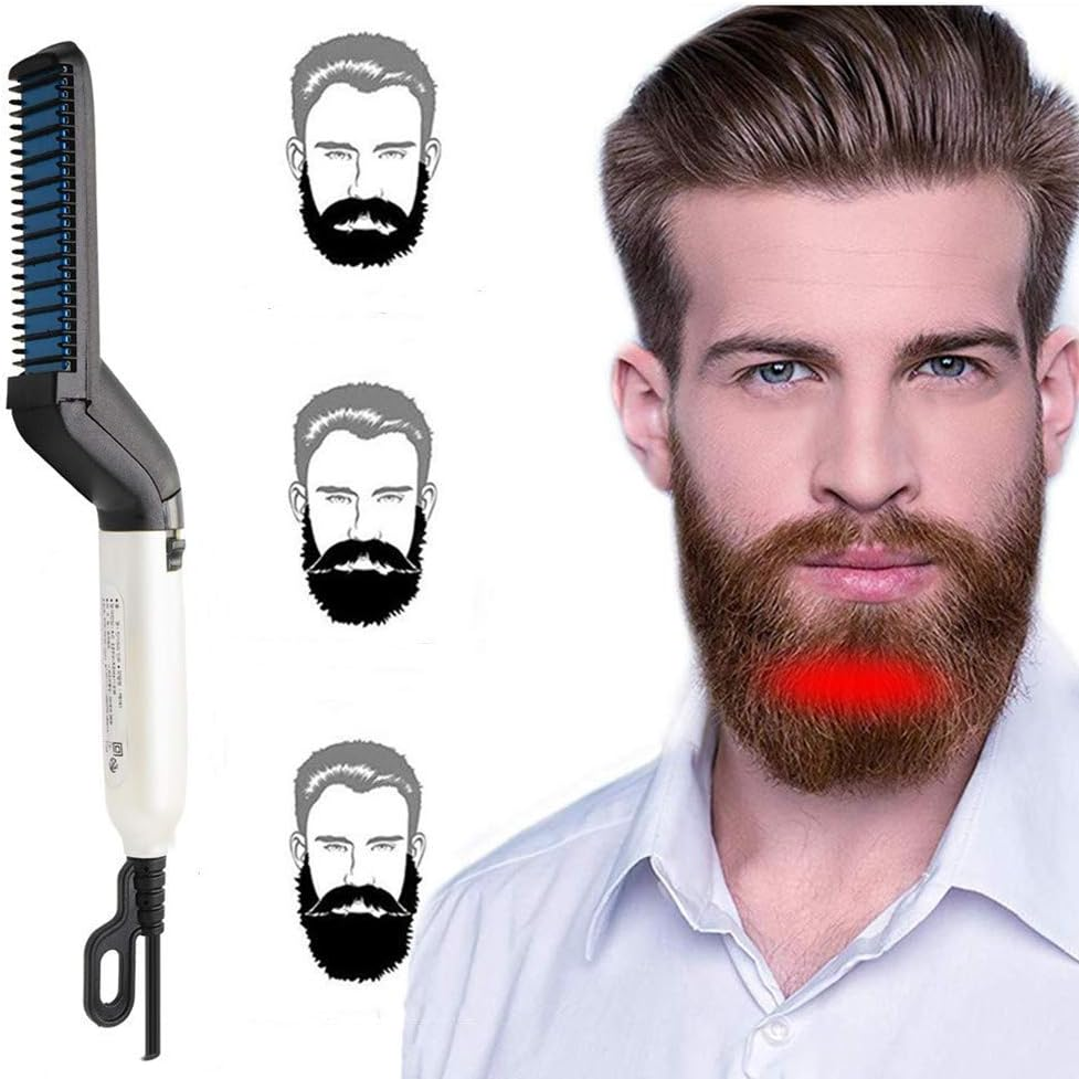 VOARGE Beard Straighteners for Men, Quick Beard Straightener Comb, Multifunctional Hair Curling Curler Beard Comb for Frizzy Beard Hair, DIY Flexible Modelling image number 4