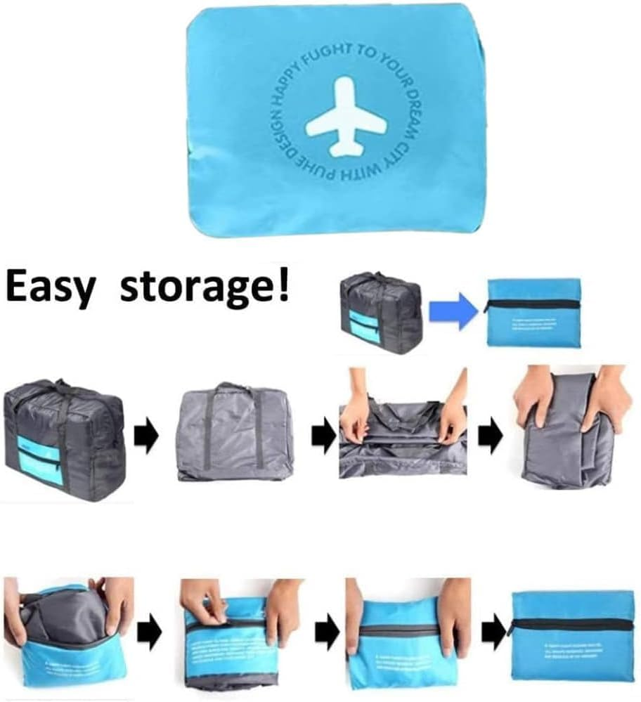 Foldable Travel Duffel Bag Waterproof Nylon Luggage Carry Pouch Lightweight Holiday Bag Rose Red Sports Duffels image number 3