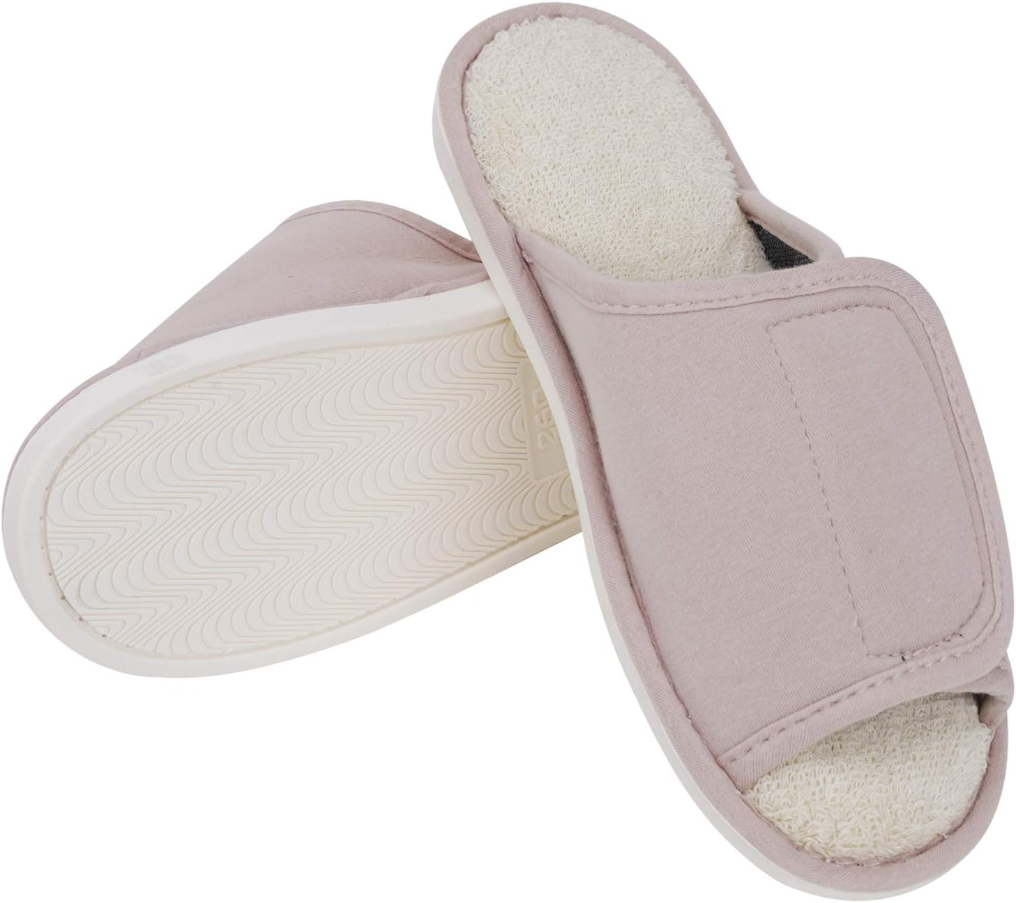 Indoor Non-Slip Adjustable Tearable Slide Slippers Open-Toe Terry Spa Slippers image number 2