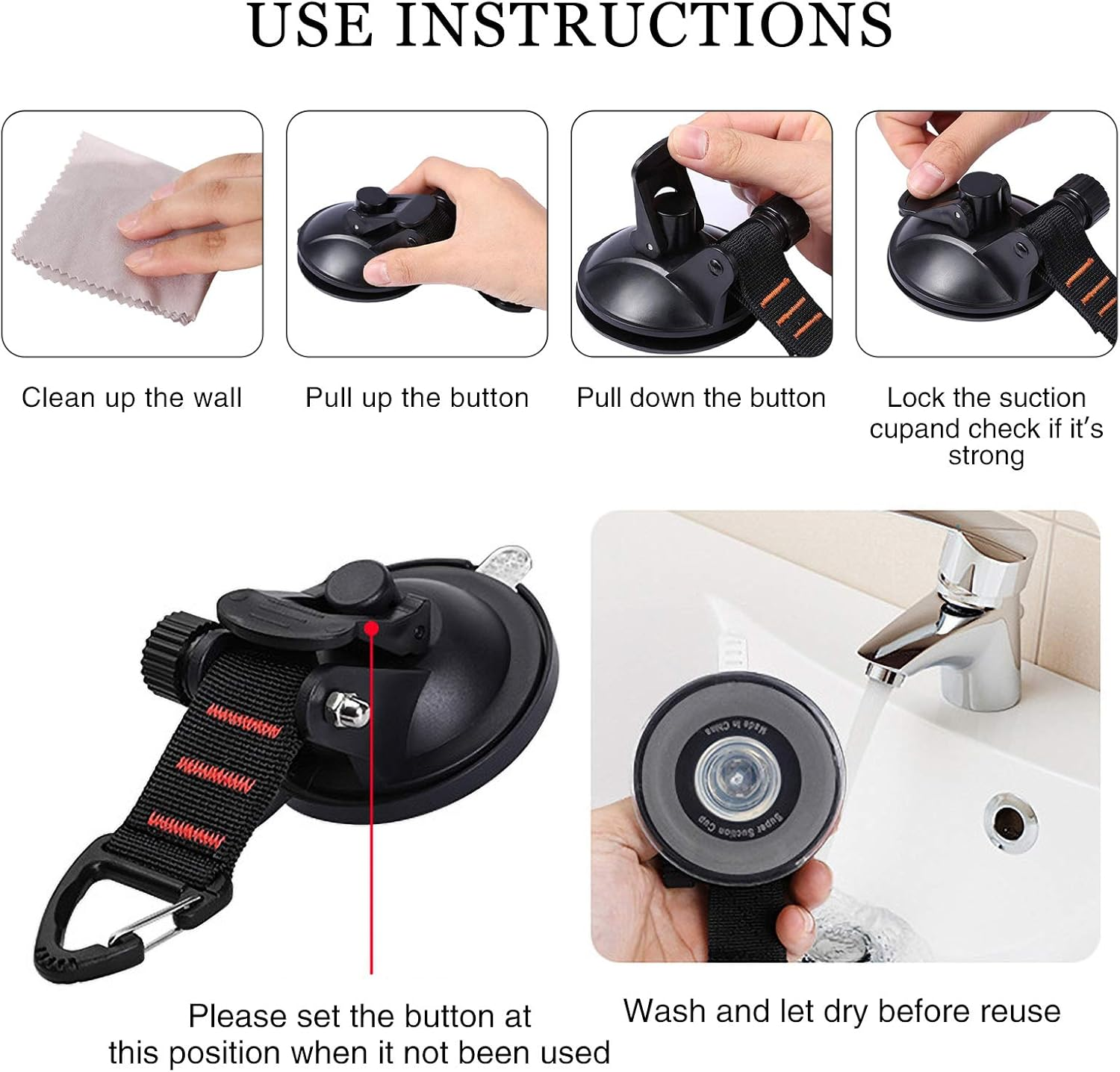 CONBOLA Heavy Duty Suction Cups 4 Pieces with Hooks Upgraded Car Camping Tie down Suction Cup, Tarp Accessory with Securing Hook Strong Power for Awning Boat and Trap.(4 Pcs) image number 6