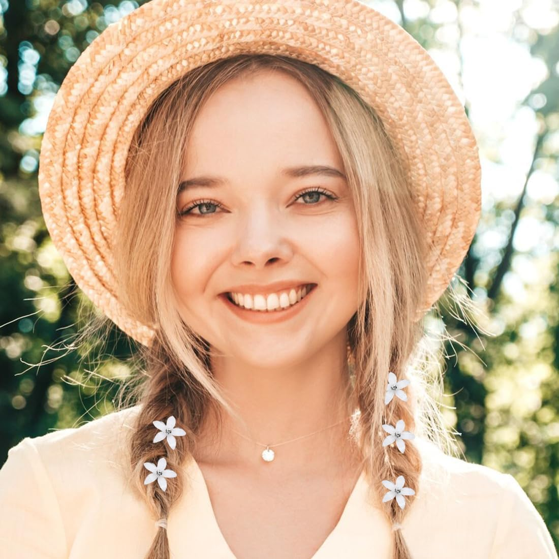 OUDQFCJ 12 White Flower Hair Spiral Wedding Hair Accessories Bridal Hair Clips image number 3