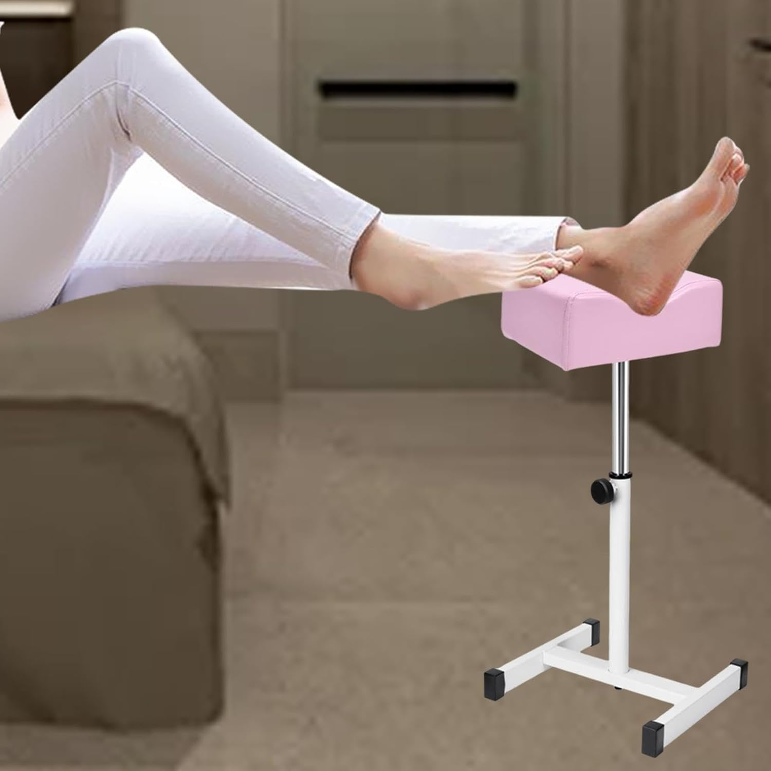 Eigell Technician Stand Stool Adjustable 40.5Cm-66Cm Pedicure Foot Rest Sturdy with Soft Cushion for SPA image number 6
