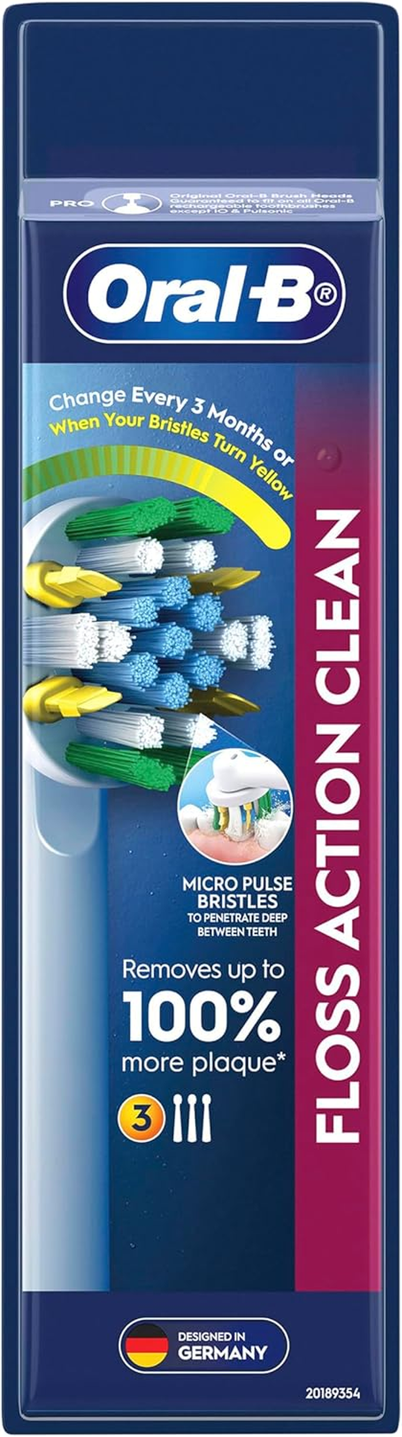 Oral-B [GENUINE] Floss Action Clean Electric Toothbrush Replacement Heads, 3 Pack image number 2