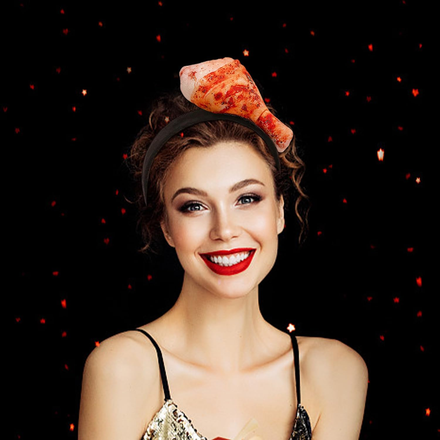 2Pcs Chicken Leg Hair Bands Party Dress up Accessories Role Play Props Funny Headwear image number 5