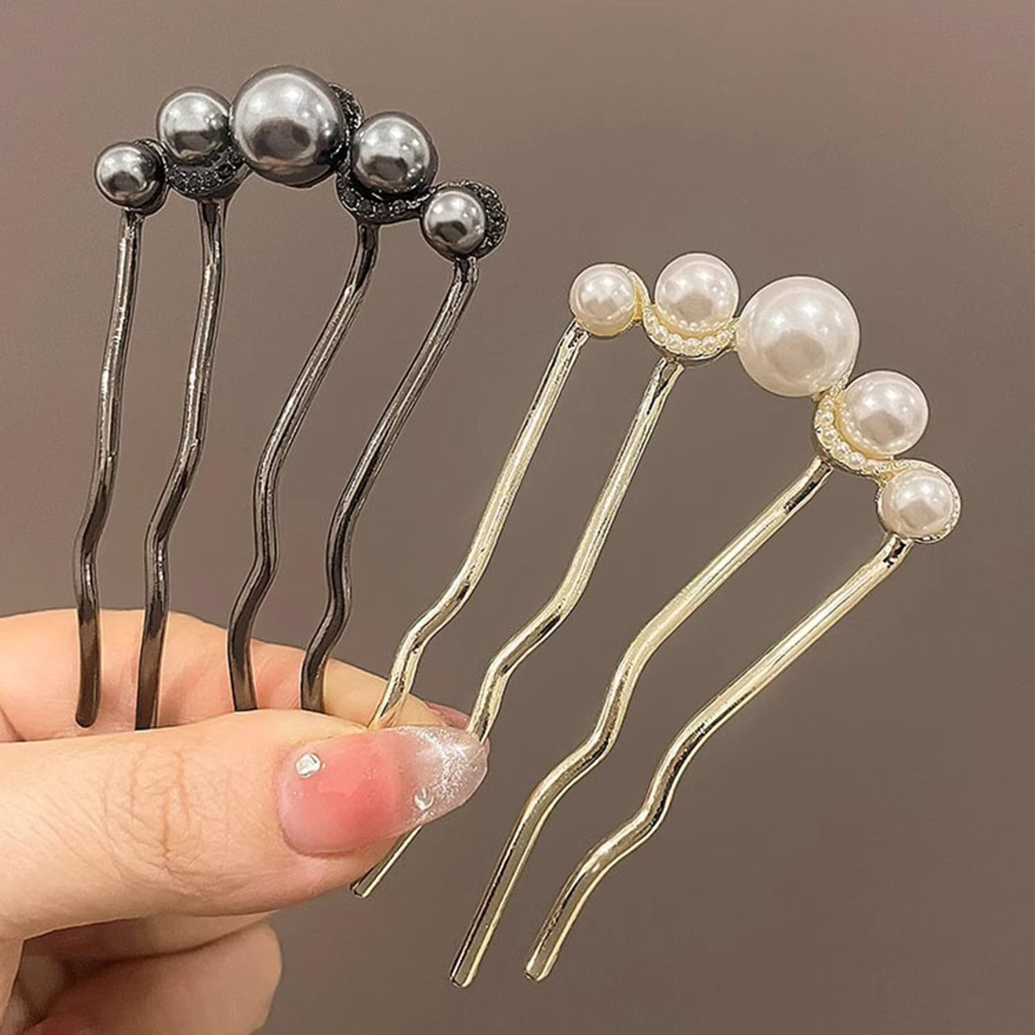 2 Pearl Hair Combs, 4 Pearl Word Clips, Elee Princess Hair Pins, U-Shaped Fixed Hairpins, Sideburns to Organise Hair, Hair Accessories for Girls