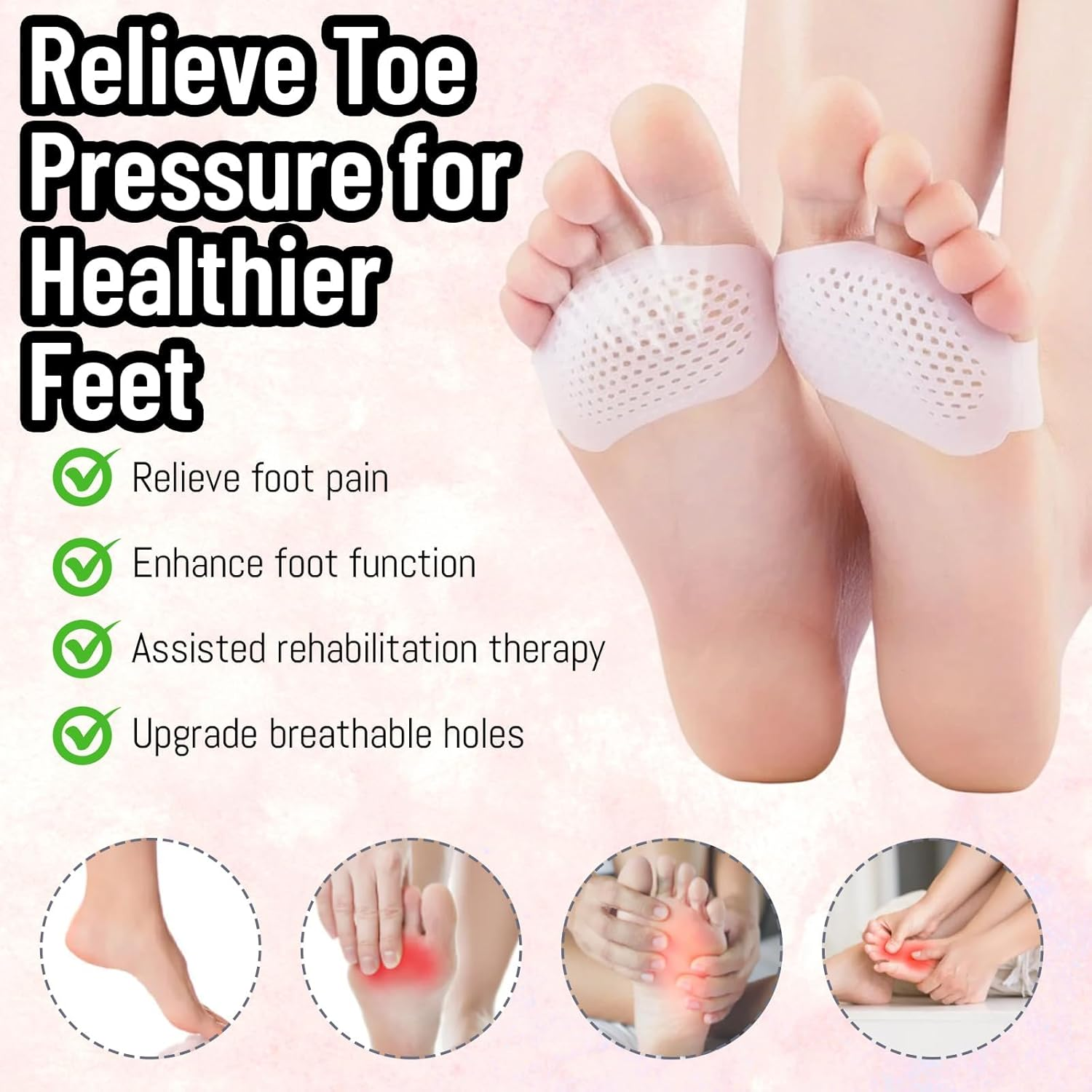 Toe Separators, Bunion Corrector Toe Spacers, 4 Pairs Gel Toe Separators for Women, Soft Comfortable Foot Cushions for Daily Walking, Yoga, High Heels, White, Transparent, Nude, Sky Blue image number 3