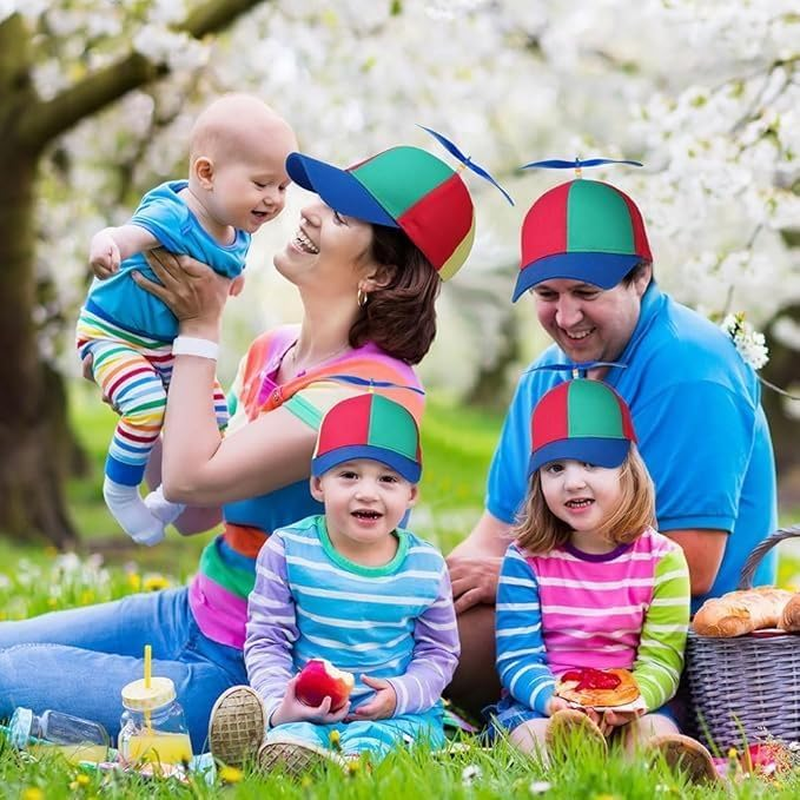 Propeller Hat, Adult Fun Fisherman Hat with Propeller, Colorful Patchwork Rainbow Baseball Cap, Summer Sun Protection Sun Hat Propeller Outdoor Hat, Suitable for Masquerade Gifts image number 2