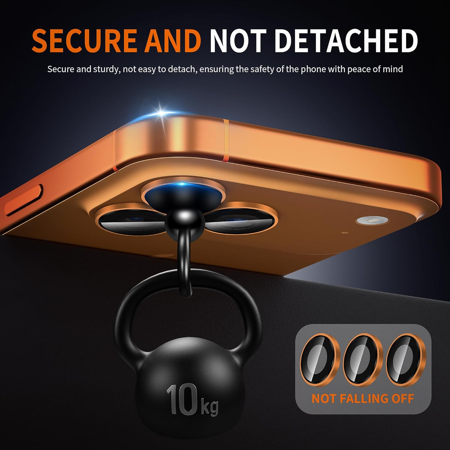 Diruite Pack of 2 Camera Protection for Iphone 17 Pro/17 Pro Max Camera Lens Protective Film, Convex Platform HD Tempered Glass + Aluminium Ring Camera Protector, Easy to Install, Cosmic Orange image number 5