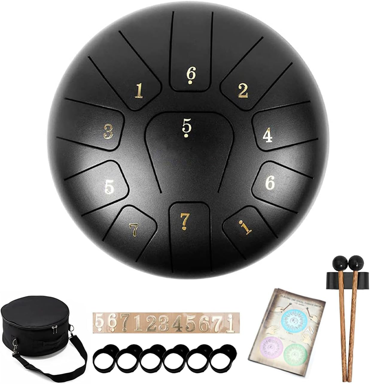 Steel Tongue Drum 10 Inches 11 Notes, Percussion Instrument for Adult Kids, Handpan Drum with Carry Bag, Music Book & Drum Mallets
