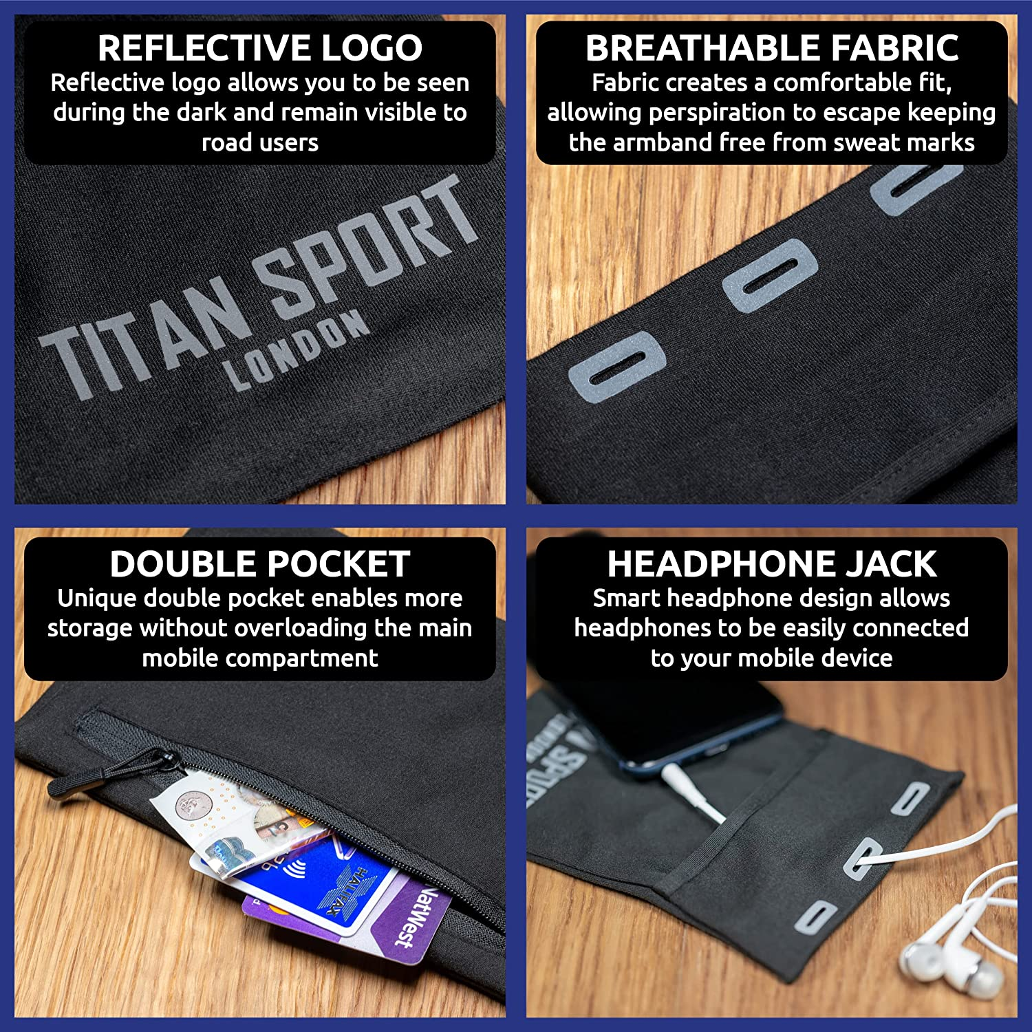 Titan Sport Mobile Phone Armband Universal Holder Sleeve, Running/Jogging/Gym/Sport Exercise Arm Bag for Adult Women & Men, Suitable for All Devices up to 7 Inches (Large) image number 5