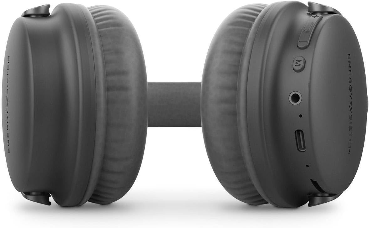 Energy Sistem Studio plus Bluetooth Headphones (FM Radio, 45 Hours Battery Life, MP3 Player Microsd, Deep Bass, Protein Leather Ear Pads and Elastic Memory Foam), Grey