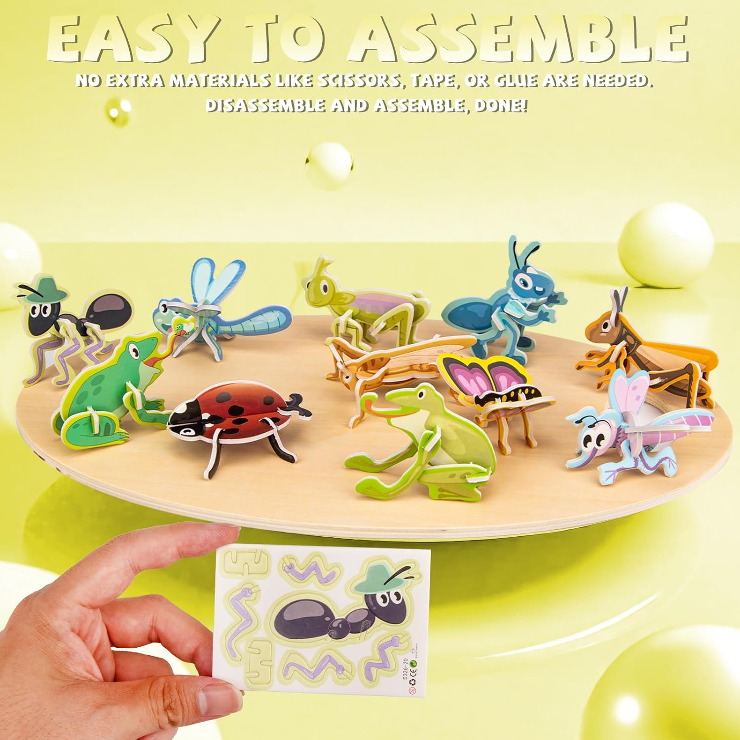 3D Puzzles for Teen, 25 PCS Educational Cartoon 3D Puzzle Kit, Engaging 3-D Puzzles Set for Teenagers Constructible, Ideal Fun Art Crafts Birthday and Holiday Gifts for Adolescents, Insect Themed image number 2