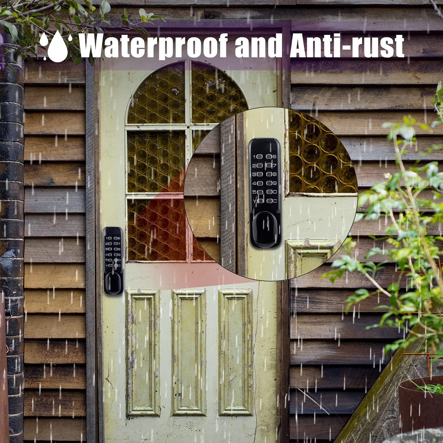 Stainless Steel 100% Mechanical Door Locks with Keypads Door Knob, Waterproof Keyless Entry Door Keypad Deadbolt Lock with Handle, Digital Combination Front Door Lock Set, 2 in 1 Code/Key image number 1