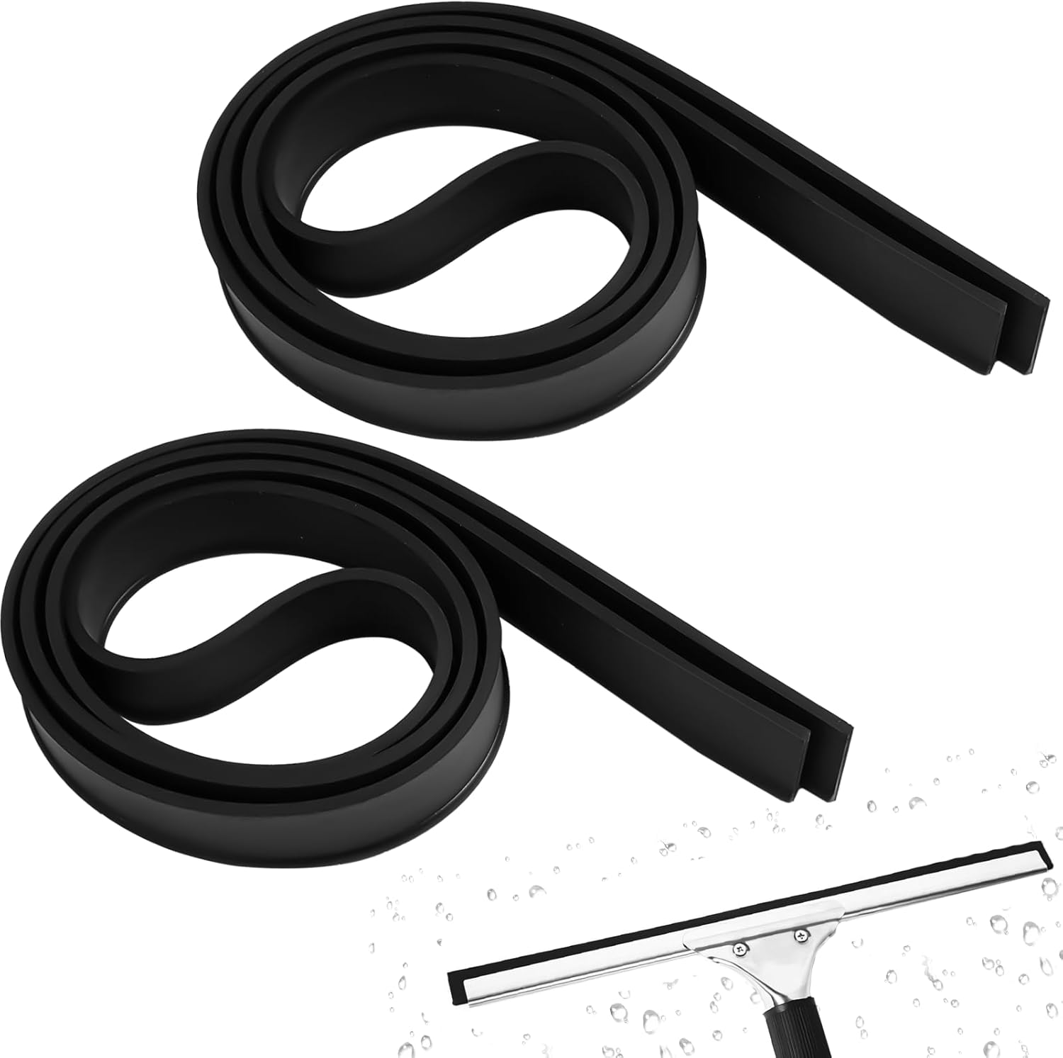 Pack of 2 Replacement Rubber Lip Squeegee, Window Squeegee Silicone Replacement Lip 105 Cm, Replacement Wiper Rubber Window Squeegee Replacement Rubber for Window Squeegee, Shower Squeegee Cleaning image number 6