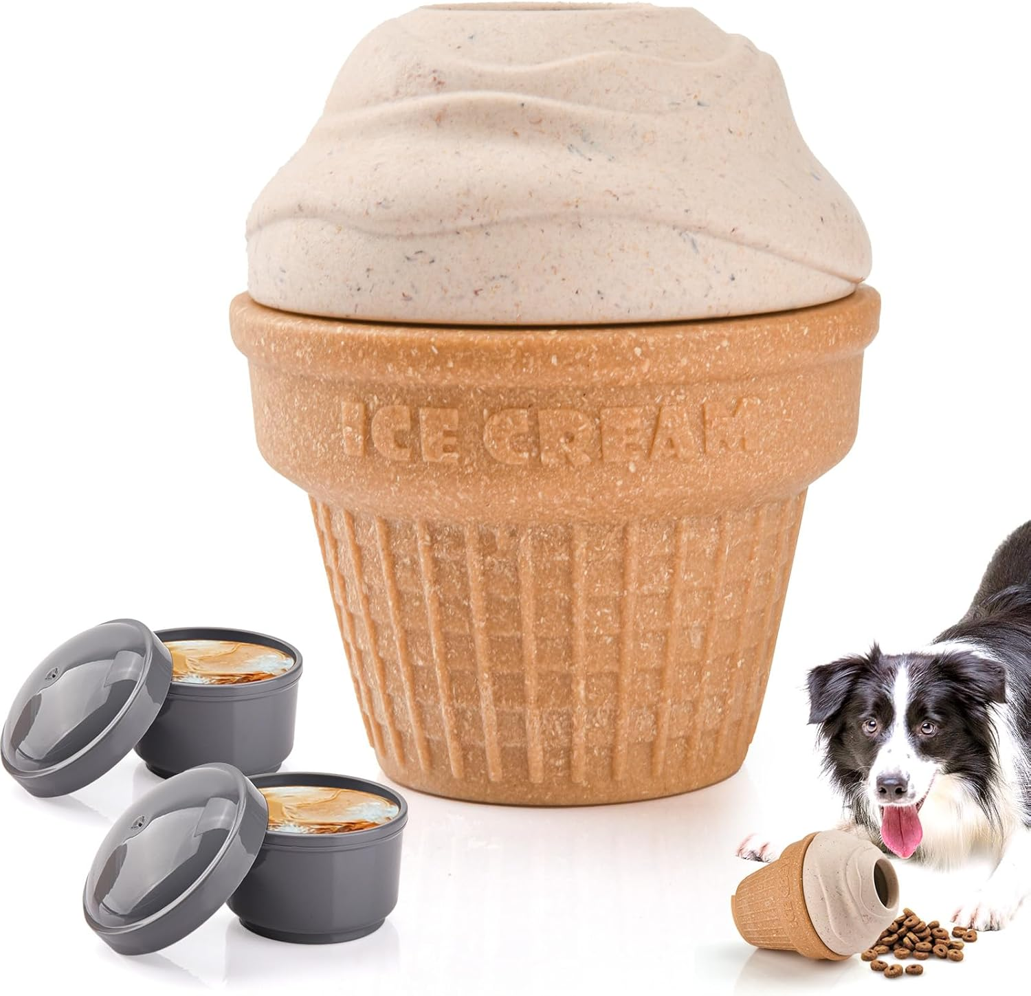 AUSCAT Dog Frozen Treat Toy,Treat Dispending Dog Toy, Slow Feeder Dog Toy to Keep Dog Busy, Ice Cream Shape image number 3